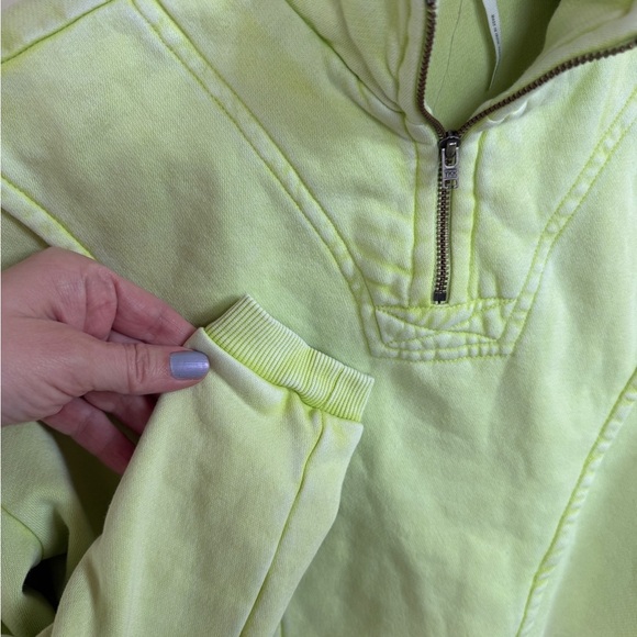 Urban Outfitters Women Out from Under Cropped Half Zip Lime Green Pullover Med - Picture 3 of 9
